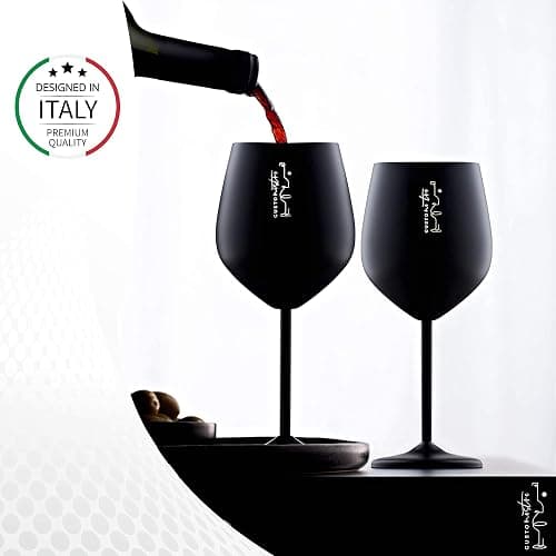 Gusto Nostro Stainless Steel Wine Glass - 18 oz - Unbreakable Black Wine Glasses for Travel, Camping and Pool - Fancy, Unique and Cool Portable Metal Wine Glass for Outdoor Events, Picnics (Set of 2) thumbnail 8