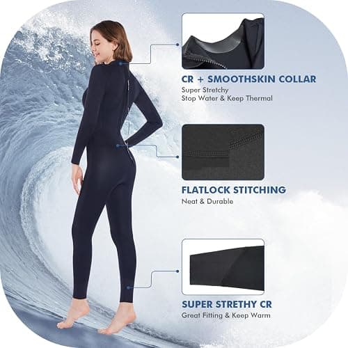 Dark Lightning Wetsuits for Men and Women, Mens/Womens Wet Suit for Cold Water, 3/2mm Wetsuit for Diving Surfing Snorkeling Kayaking Water Sports thumbnail 2