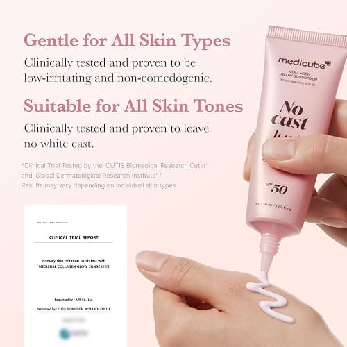 medicube No Cast Just Glow Collagen Sunscreen | SPF 50 Broad Spectrum Face Sunscreen | Lightweight, Non-Sticky, Hydrating Formula | Peptide, Cica for Soothing & Glow | Stocking Stuffers for Women thumbnail 6