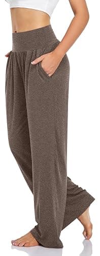 UEU Women's Casual Loose Wide Leg Cozy Pants Yoga Sweatpants Comfy High Waisted Sports Athletic Lounge Pants with Pockets thumbnail 2