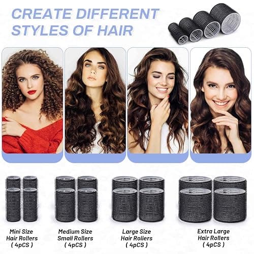 Selizo Hair Roller 28 Pcs Set, Includes 16Pcs Self-Grip Hair Rollers in 4 Sizes and 12Pcs Hair Clips for Long Medium Short Hair Volume thumbnail 2