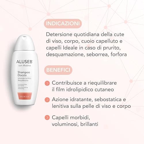 Skinius Aluseb - Detergente Shampoo Doccia per gli Inestetismi della Dermatite Seborroica con Alukina - Ideale per la Detersione di Viso, Corpo e Capelli - 125ml - Shampoo Doccia thumbnail 7