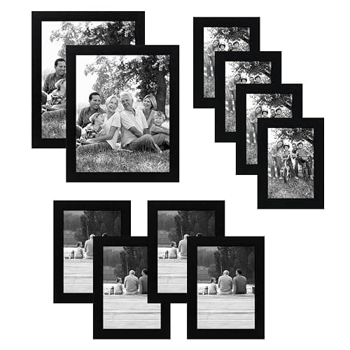 Americanflat lot de 10 Cadres Photo Noir - (2) 20x25, (4) 12x18 et (4) 10x15 cm - Décoration Murale et Collages avec Verre Résistant aux Chocs, Matériel de Suspension et Chevalet thumbnail 8