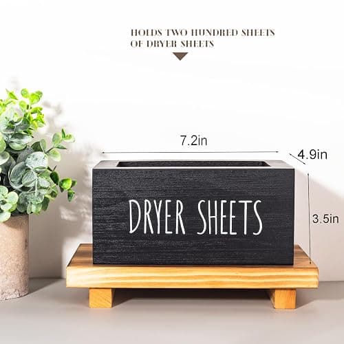 zoocatia Laundry Room Decor Dryer Sheet Container Wood Detergent Dispenser Organization and Storage Box Holder for Laundry Pods, Dryer Balls, Black thumbnail 3