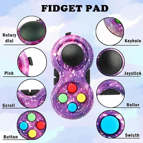 Cuackamily 3-Piece Fidget Toy Set - Galaxy Fidget Cube, Pad, Infinity Cube - Stress & Anxiety Relief for ADHD, ADD, Autism, Adults & Kids thumbnail 4