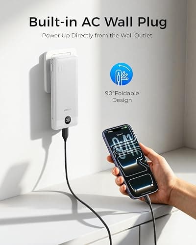 VEGER Portable Charger for iPhone, Power Bank Built in Cables and Wall Plug | 10000mAh,Ultra Slim&Compact,5 Outputs,LED Display,Flight-Safe,Travel Essentials Battery Pack for iPhone 17,iPad, Samsung,etc thumbnail 2