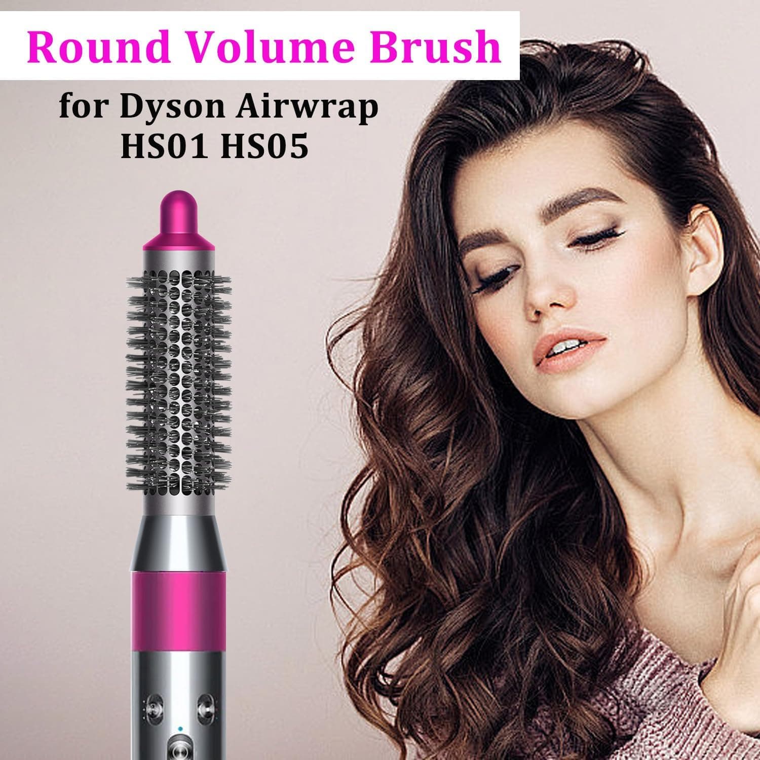Small Round Volume Brush For Dyson Airwrap HS01 HS05 Curling Iron Accessories Styler Curling Hair Tool - Pink thumbnail 3