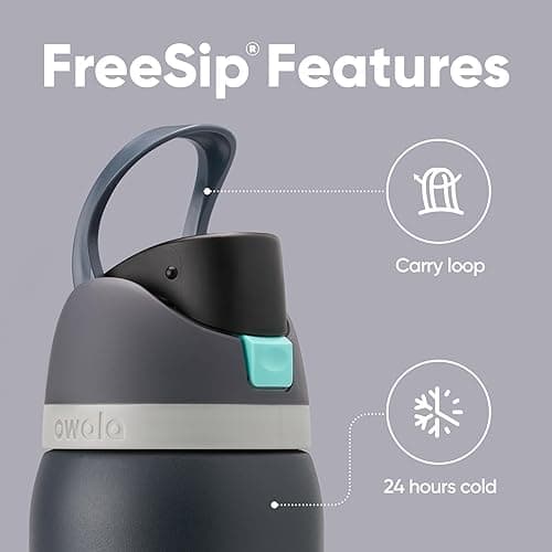Owala FreeSip Insulated Stainless Steel Water Bottle with Straw for Sports, Travel, and School BPA-Free Sports Water Bottle, 32 oz, Foggy Tide thumbnail 4