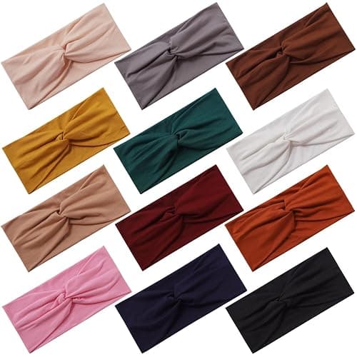 Panleding 12 Pcs Stretchy Headbands for Women, Absorbed Sport Headband Soft Twist Knotted Headbands for Daily Life Yoga Workout - Image 1