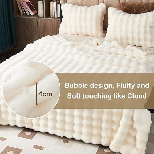 Kuscheldecke Kaninchen Plüsch Decke Super Soft Wohndecke Dick 1000 G/M² Flanell Decke Couchdecke Warme Überwurfdecke Sofadecke Vielseitig Blanket Für Bett Sofa Schlafzimmer Büro Weiß 100 x 160cm thumbnail 6