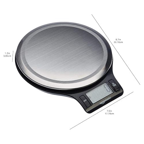 Amazon Basics Digital Kitchen Scale with LCD Display, Batteries Included, Weighs up to 11 pounds, Black and Stainless Steel thumbnail 3