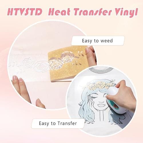 HTVSTD Color Changing Glitter HTV Vinyl - 5pcs 12'' x 10'' Glitter UV Color Changing Heat Transfer Vinyl Sunlight Sensitive Glitter Iron on Vinyl for T-Shirts - UV Glitter HTV-5 thumbnail 4
