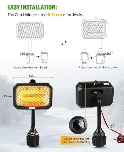 Xislet Golf Cart Electric Heater [2-Second Quick Heat] 400W Quiet & Safe Carbon Fiber Golf Cart Heater, Easy to Install Battery Powered Heater, Stable Fit 48V Club Car/Yamaha/EZGO thumbnail 5