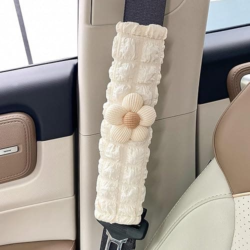 GOMKLNMO Car Seat Belt Cover Pad, 2 Pack Flower Car Accessorie Seatbelt Covers Cushion Neck Shoulder Strap Protector Universal Seat Belt Cover for Adults and Kids (Texture Flower) thumbnail 3