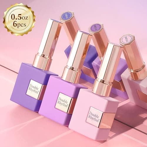 Double Rhythm 6 Pcs 15 ML Gel Polish Set Same Color Same Bottle Soak Off Gel Polish Kit Nail Art Manicure Salon DIY at Home for Women (Light Dark Purple Violet Rose Pink-T6-16) thumbnail 8