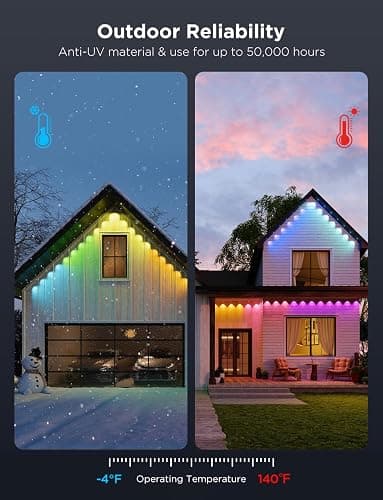Govee Permanent Outdoor Lights Pro, 200ft with 120 RGBIC LED Lights for Daily and Accent Lighting, 75 Scene Modes for Outdoor Decor, IP67 Waterproof, Works with Alexa, Google Assistant, Matter, White thumbnail 7