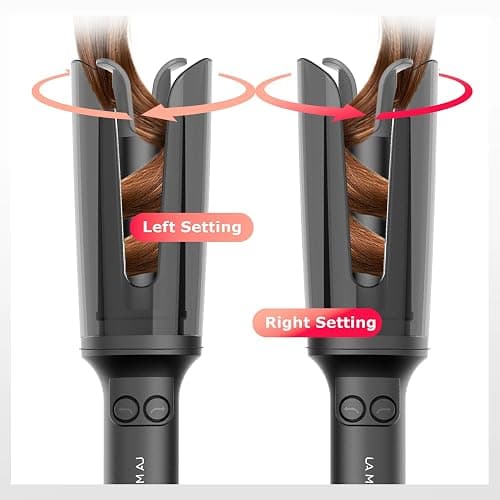 LA MAESII Automatic Rotating Curling Iron, Hair Curler with 3 Temps Fast Heating, 2-Way Rotating 1 Inch Curling Wand, Ceramic Coating, Ionic, Anti-Scald, Anti-Tangle, Dual Voltage Auto Shut-Off (Gray) thumbnail 3