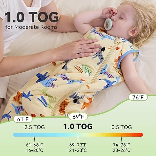 babee Reshinee Bamboo Viscose Sleep Sack for Babies and Toddlers 1.0 Tog Wearable Blanket 2-Way Zipper Baby Shower Gifts thumbnail 2