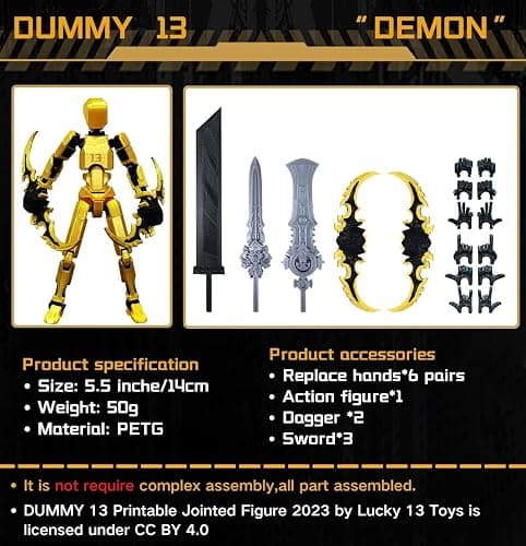 altuco T13 Action Figure Set,Titan 13 Action Figure with Multiple Accessories,Easter Basket Stuffers for Boys (Gold) thumbnail 6