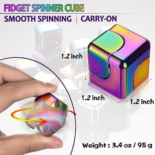 Fidget Spinner Toys Cube Adults, Christmas Stocking Stuffers for Teen Metal Cool Stuff Desk Gadgets Office Toy Small Anxiety Figette Sensory Toy ADHD Tool Fingears Figet Stress Valentine Gift for Boys thumbnail 2
