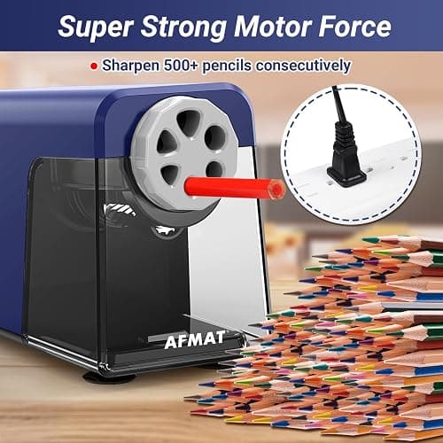 AFMAT Electric Pencil Sharpener Heavy Duty, 6 Holes, Auto Stop Pencil Sharpener for Artists, Classroom Electric Sharpener for 6-11mm Colored Pencils, 7000 Sharpenings, Fast Sharpen, Save Pencils PSX1 thumbnail 5