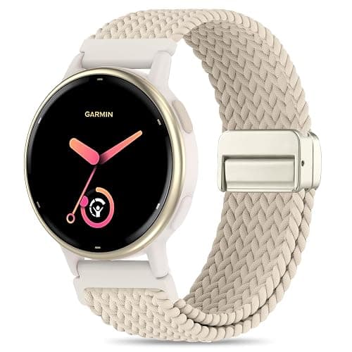 Folavii 20mm Magnetic Braided Nylon Band Compatible With Garmin Vivoactive 6/Vivoactive 5/3/3 Music Watch Bands, Quick Release Stretchy Strap Replacement for Venu Sq 2/Forerunner 55/165/245/645 - Image 1