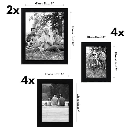 Americanflat Set of 10 Picture Frames with Shatter-Resistant Glass - Gallery Wall Frame Set with Two 8x10, Four 5x7 and Four 4x6 Frames - Signature Collection - Black thumbnail 3