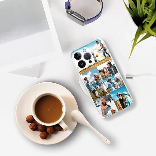 ABCJOJO Personalized Custom Phone Case for iPhone 17 16 15 14 13 12 11 Pro Max Mini Plus XR X Xs, Design Your Own Picture Phone Case, Scratch Resistant, Birthday Gift for Family and Friends(6 Photos) thumbnail 6