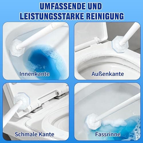 Einweg Toilettenbürsten mit Nachfüllpackung von 50 Dreilagigen, Verdickten Reinigungsschwämmen, Wandmontiertes Wc Bürstengarnitur mit Klobürstenhalter, zur Reinigung von Badezimmern, Waschbecken thumbnail 6