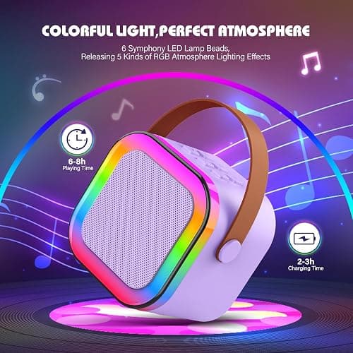 Dislocati Girls Toys Age 3-15, Karaoke Machine 2 Microphones Kids Toys for 3-12 Year Old Girls Birthday Presents Microphone for Kids 3-12 Year Old Girls Christmas Xmas Gifts thumbnail 7