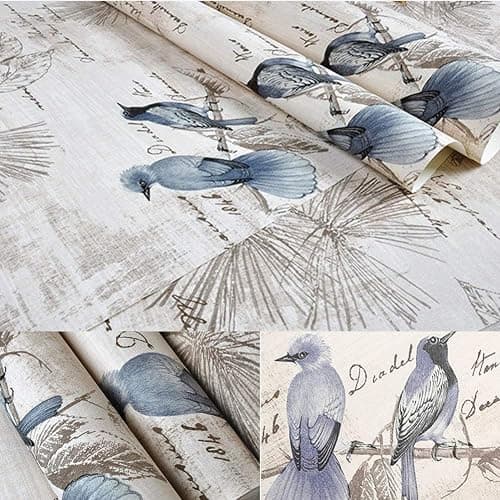 Vintage Floral Self Adhesive Wall Paper Shelf Liner Funitures Dresser Drawer Cabinet Decor Paper (Blue Bird, 17.7inchX100inch(8.2Ft)) thumbnail 3