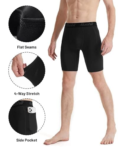 Runhit Men's Compression Shorts with Pockets – 9" Performance Athletic Shorts for Workouts Sports Running Spandex Underwear thumbnail 5