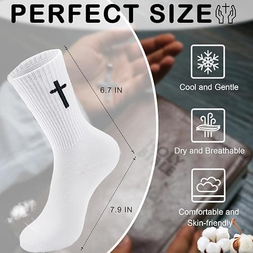 wotemlur 8 pair Christian cross socks prayer stockings suitable for husband, wife, family, birthday Christmas Easter gift thumbnail 4