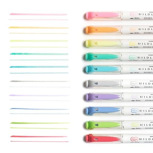 Zebra Pen MILDLINER Dual Tip Brush Pens, Felt Tip Pens For Adults, Bullet Tip & Brush Tip Colouring Pens, Double Ended Mildliner, Soft & Mild Colours, 10pk thumbnail 4