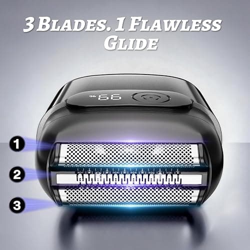 Electric Foil Shaver for Men :3D Floating Blades, LED Display, USB-C Fast Charge, IPX8 Waterproof - Perfect for Travel & Smooth Shaving at Home Gray thumbnail 3