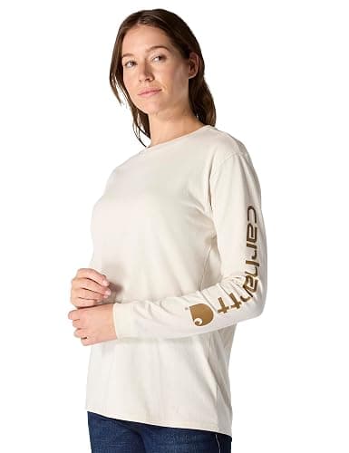 Carhartt Women's Loose Fit Heavyweight Long-Sleeve Logo Sleeve Graphic T-Shirt - Image 1