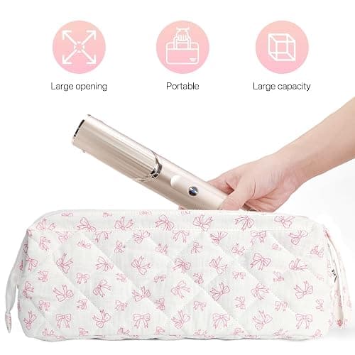 Shark Flex Style Travel Case for Dyson Hair Dryer Airwrap, Quilted Hair Tools Travel Bag Organizer Accessories Holder, Curling Iron Carrying Case for Shark Dyson Revlon (Bow) thumbnail 6