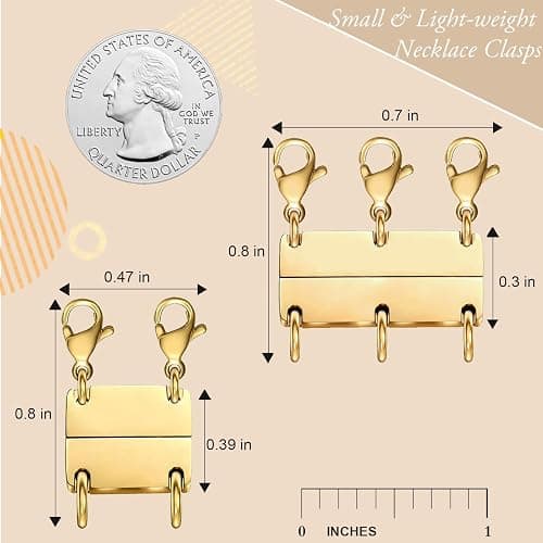 Bonison Necklace Layering Clasp - 18K Gold Plated Multiple Necklace Clasp Set, Magnetic Chain Separator & Extender for Women, Practical Mother's Day Jewelry Gifts for Mom thumbnail 2