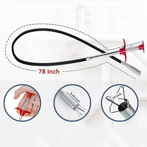 76 Inch Drain Snake with Flexible Grabber Claw - Flexible Grabber Tool for Hair Clogs, Plumbing Auger for Sink, Tub, and Pipe Clog Remover thumbnail 3