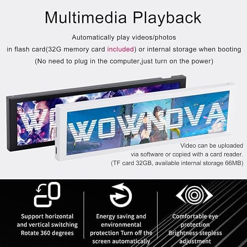 WOWNOVA 8.8" Computer Temp Monitor (Dynamic Theme Supported), 1 Click 1 Cable to Get Started Quickly PC Temperature Display Sensor Panel IPS Mini Secondary Screen CPU RAM HDD Data FPS Monitor (Black) thumbnail 3