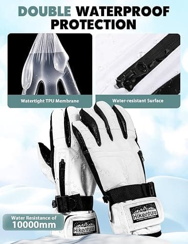 Hikenture Snow Gloves for Men&Women, 3M Thinsulate Waterproof Skiing Gloves with Pocket and Touchscreen Functionality thumbnail 3