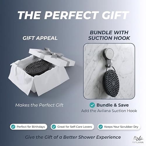 Avilana Premium Silicone Body Scrubber - Trusted Since 2017 - SGS Certified Food Grade Dual Sided Bath Brush, Quick-Dry Exfoliating Loofah Alternative, Massage Brush Sensitive Skin Women Men thumbnail 7