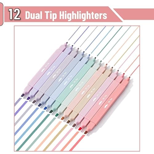 Mr. Pen- Dual Tip Aesthetic Highlighters, 12 Pack, Chisel & Fine Tips, Joyful Earth, Cute Highlighters Assorted Colors thumbnail 2
