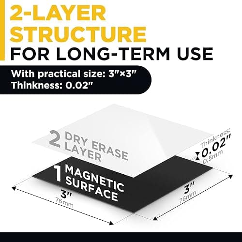 Dry Erase Magnetic Labels - Reusable Sticky Notes - Notepads for Refrigerator - Dry Erase Magnet Sheets - Blank Magnet Stickers to Write On - Magnets for Whiteboard Classroom Fridge thumbnail 2