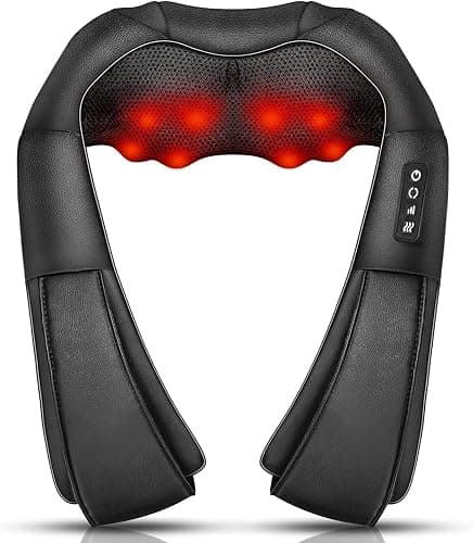 Neck Massager with Heat – 3D Deep Tissue Shiatsu, Portable for Pain Relief, Ideal for Neck Back Shoulders Legs, Home Office Car Gift for Women Men – by iKristin (Black) thumbnail 8