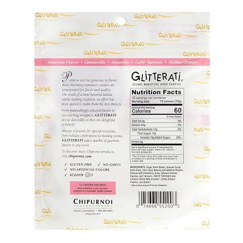GLITTERATI Eleganza Assortment Italian Miniature Hard Candies, Individually Wrapped Gourmet Candy, Vegan, Gluten Free, Non-GMO, 5.5 Oz Bag, Approx. 150 Count thumbnail 2