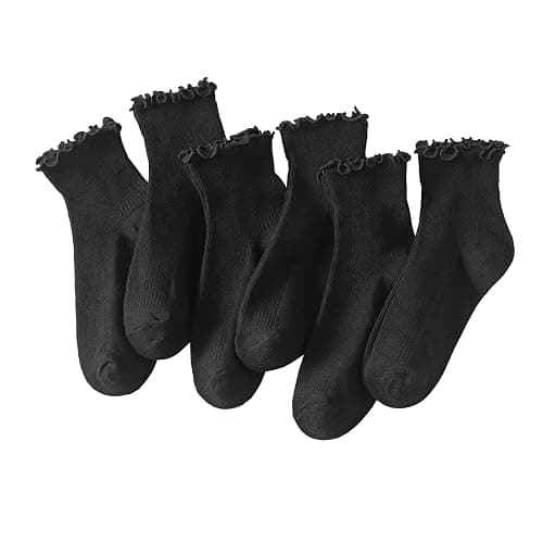 Hstyle 6 Pairs of Ruffle Socks Women, Cute Ruffle Ankle Socks - Image 1