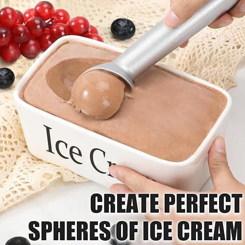 CUNSENR 7 inch Ice Cream Scoop - One-Piece Nonstick Aluminum Ice Cream Scooper - Professional Metal Ice Cream Spoon - Durable, Easy to Use & Clean - Lightweight Cookie Spoon - Scoop Ice Cream (Sliver) - Silver thumbnail 7