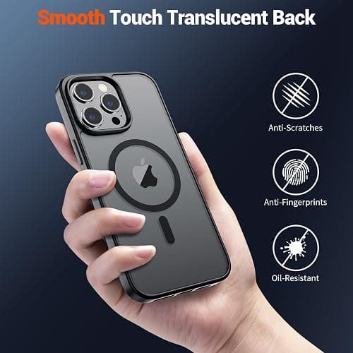 SUPFINE Magnetic for iPhone 14 Pro Max Case (Compatible with MagSafe) (Military Grade Drop Protection) Translucent Matte Shockproof Phone Cover,Black thumbnail 6