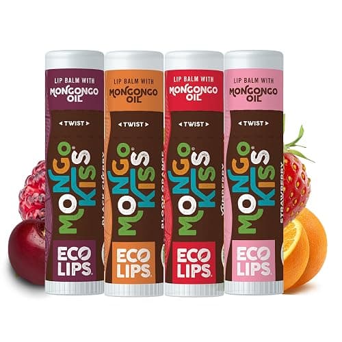 Eco Lips Mongo Kiss USDA Organic Lip Balm, Variety 4 pack | Blood Orange, Yumberry, Strawberry Lavender, Black Cherry | Moisturize Chapped Lips With Mongongo Oil & Vitamin E - Image 1